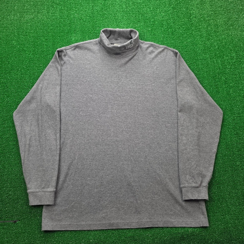 LL Bean Landings at Spirit Embroidered Mock Turtleneck Shirt Mens XL Tall Gray